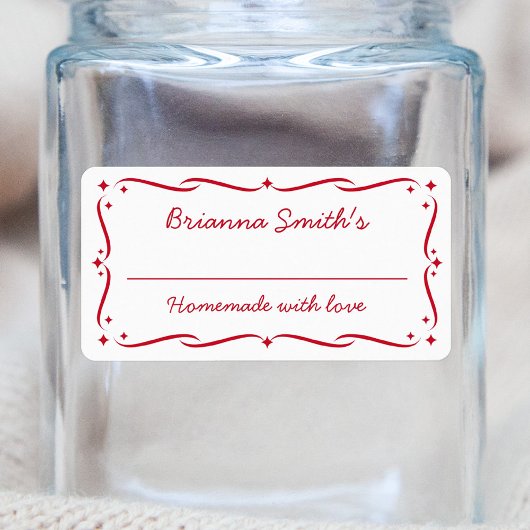 Festive white red keuken bakken, vulling voor het etiket