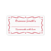 Festive white red keuken bakken, vulling voor het etiket (Voorkant)