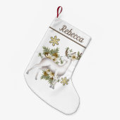 Festive white reinder add name stocking kleine kerstsok (Voorkant (Hangend))