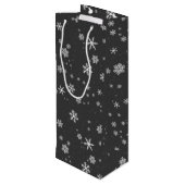 Festive White Snowflakes on Grey Kerstvakanay Wijn Cadeautas (Achterkant Gekanteld)