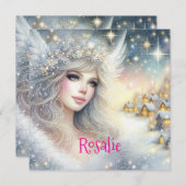 Festive White Watercolor Ethereal Frost Snow Angel Feestdagenkaart (Voorkant / Achterkant)