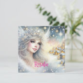 Festive White Watercolor Ethereal Frost Snow Angel Feestdagenkaart (Staand voorkant)