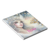 Festive White Watercolor Ethereal Frost Snow Angel Notitieblok (Schuin)