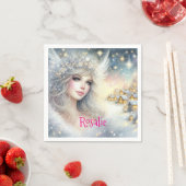 Festive White Watercolor Ethereal Frost Snow Angel Servet (Insitu)