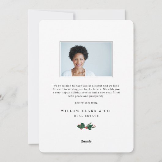 Festive White Waterverf door Sneeuw Wereldbol Busi Feestdagenkaart (Achterkant)