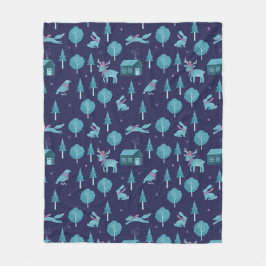 Festive Winter Animals Fleece Deken