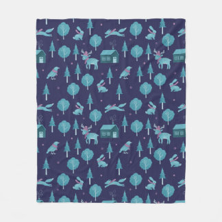 Festive Winter Animals Fleece Deken