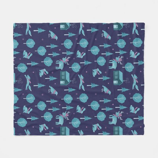 Festive Winter Animals Fleece Deken (Voorkant (Horizontaal))