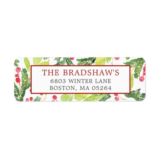 Festive Winter Berries Return Address Etiket (Voorkant)
