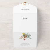 Festive Winter Botanical Calligraphy Photo All In One Uitnodiging (Buitenkant)