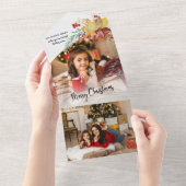 Festive Winter Botanical Calligraphy Photo All In One Uitnodiging (Afscheurbaar)