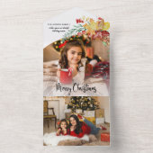 Festive Winter Botanical Calligraphy Photo All In One Uitnodiging (Binnen)