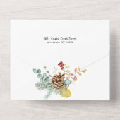 Festive Winter Botanical Calligraphy Photo All In One Uitnodiging (Achterkant)