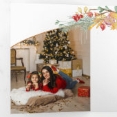 Festive Winter Botanical Calligraphy Photo Drieluik Kaart (Binnenzijde eerst)