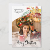 Festive Winter Botanical Calligraphy Photo Feestdagenkaart (Voorkant)