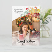 Festive Winter Botanical Calligraphy Photo Feestdagenkaart (Staand voorkant)