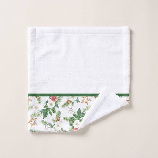 Festive Winter Botanicals Bad Handdoek (Wasdoekje)