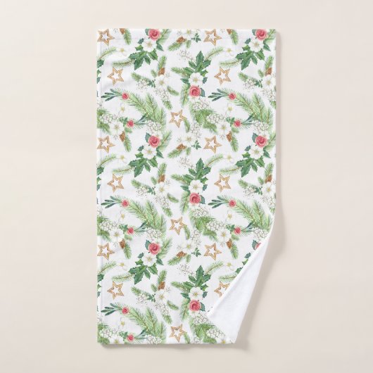Festive Winter Botanicals helemaal over druk Bad Handdoek (Handdoek)