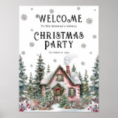 Festive Winter Christmas Party Welcome Sign Poster (Voorkant)