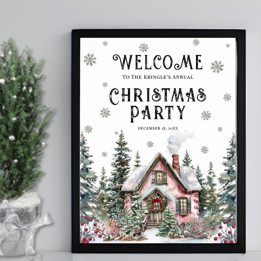 Festive Winter Christmas Party Welcome Sign Poster