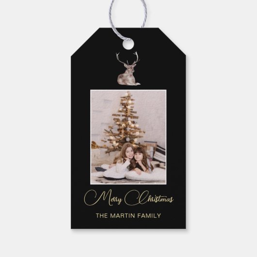 Festive Winter Deer Cadeaulabel (Achterkant)