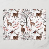 Festive Winter Deer Pattern Twee Foto Folie Folie Feestdagenkaart (Achterkant)