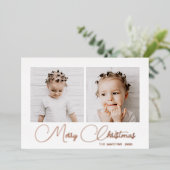 Festive Winter Deer Pattern Twee Foto Folie Folie Feestdagenkaart (Staand Voorkant)