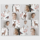 Festive Winter Deer Photo Collage Kerstmis Cadeaupapier (Vlak)