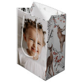 Festive Winter Deer Two Photo Kerstmis Medium Cadeauzakje (Voorkant Gekanteld)