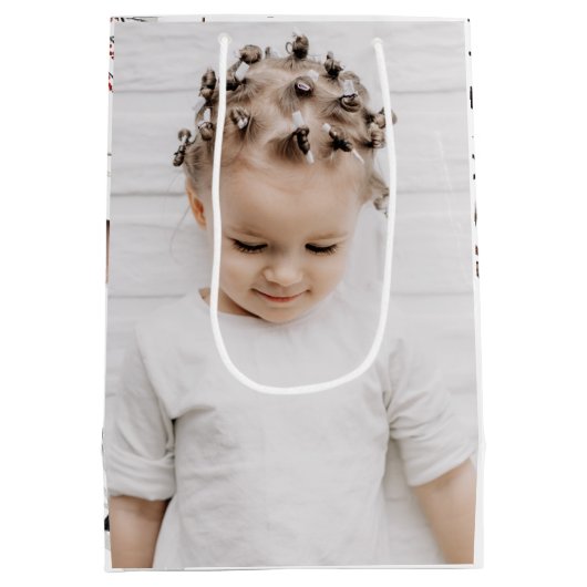 Festive Winter Deer Two Photo Kerstmis Medium Cadeauzakje (Achterkant)