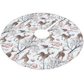 Festive Winter Deer Woodland Pattern Kerstmis Kerstboom Rok (Gekanteld)