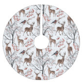 Festive Winter Deer Woodland Pattern Kerstmis Kerstboom Rok (Voorkant)