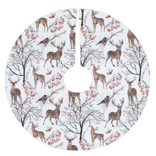 Festive Winter Deer Woodland Pattern Kerstmis Kerstboom Rok (Voorkant)