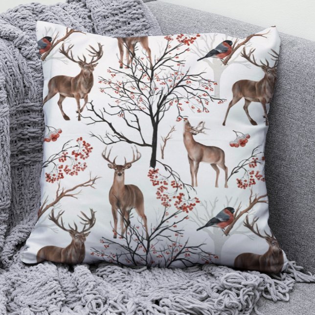 Festive Winter Deer Woodland Pattern Kerstmis Kussen (Creator heeft geüpload)