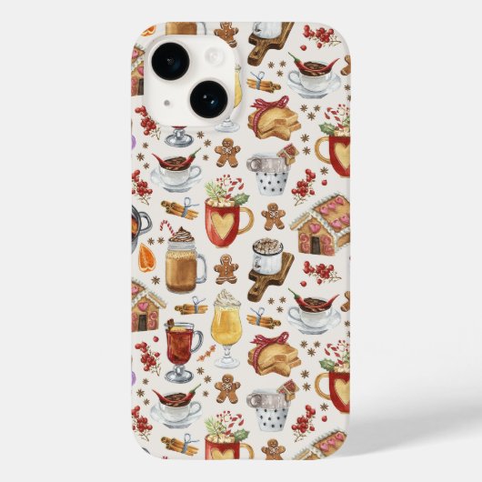 Festive Winter Drinken en desserts Case-Mate iPhone Case (Achterkant)