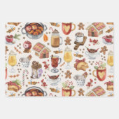 Festive Winter Drinken en desserts Inpakpapier Vel (Voorkant 3)