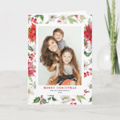 Festive Winter Floral Pattern Kerstfoto Feestdagen Kaart (Voorkant)
