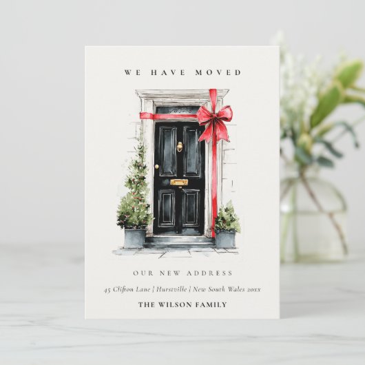 Festive Winter Front Door We have Moved Card Bedankkaart (Staand voorkant)
