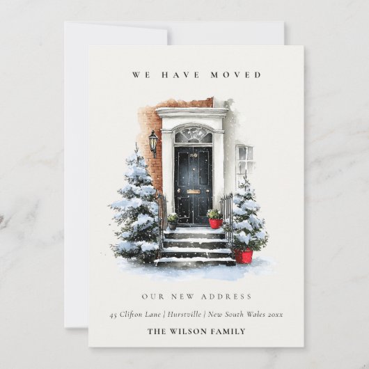 Festive Winter Front Door We have Moved Card Bedankkaart (Voorkant)