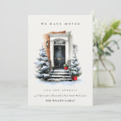 Festive Winter Front Door We have Moved Card Bedankkaart (Staand voorkant)