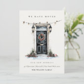 Festive Winter Front Door We have Moved Card Bedankkaart (Staand voorkant)