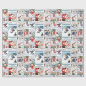 Festive  Winter Fun kerstkaart Collage Cadeaupapier (Vlak)