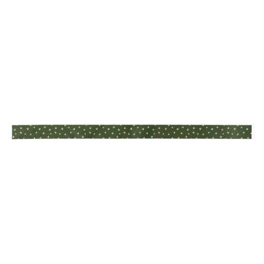 Festive Winter Green Gold Satin Ribbon Satijnen Lint (Voorkant)