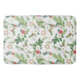 Festive Winter Holiday Botanicals Badmat