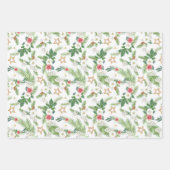 Festive Winter Holiday Botanicals Inpakpapier Vel (Voorkant)
