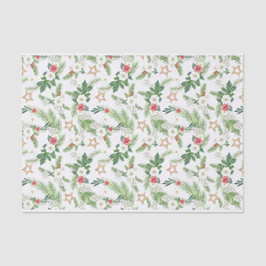 Festive Winter Holiday Botanicals Tissuepapier (Voorkant)