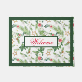 Festive Winter Holiday Botanicals Welkom Deurmat