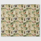 Festive  Winter Kerstmis Ephemera Collage Cadeaupapier (Vlak)