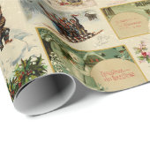 Festive  Winter Kerstmis Ephemera Collage Cadeaupapier (Rol Hoek)