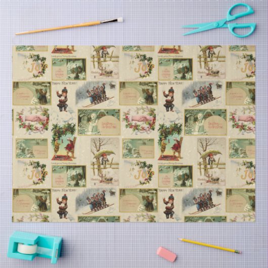 Festive Winter Kerstmis Ephemera Collage Tissuepapier (Craft)